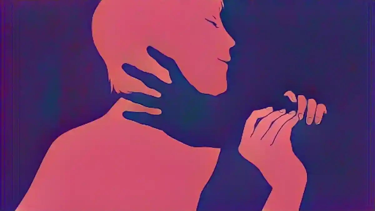 иллюстрация того, как один человек душит другого во время сеанса:Действительно ли удушье во время секса безопасно?