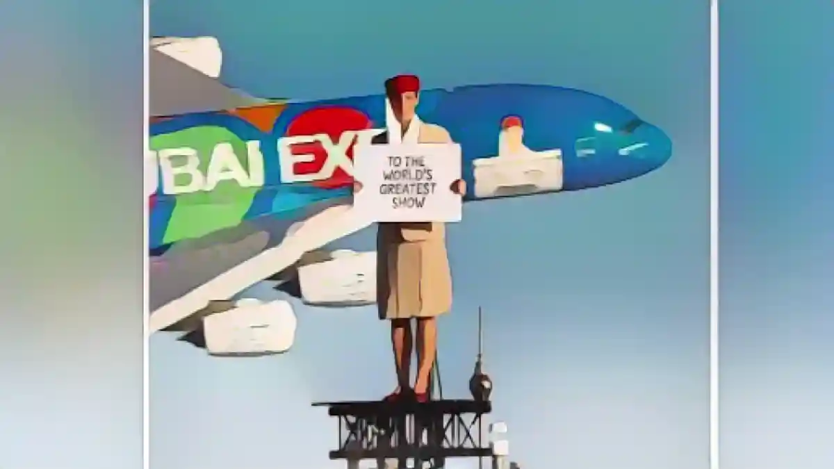 Каскадерша стоит на Бурдж-Халифе, а мимо нее пролетает Airbus A380:
