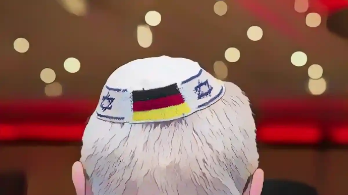 Кипа с израильским и немецким флагами:Кипа с израильским и немецким флагами.