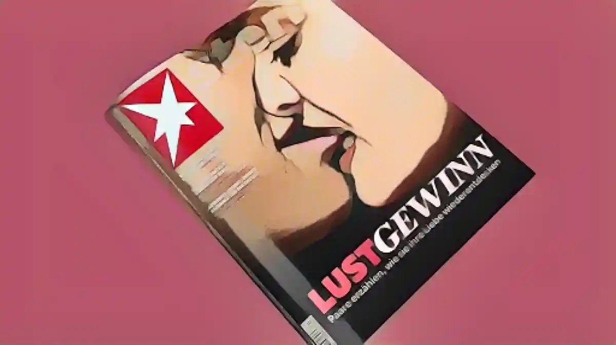 На обложке текущего номера журнала Stern изображены лица двух людей. Женщина кусает губу мужчины.:Обложка текущей кормы