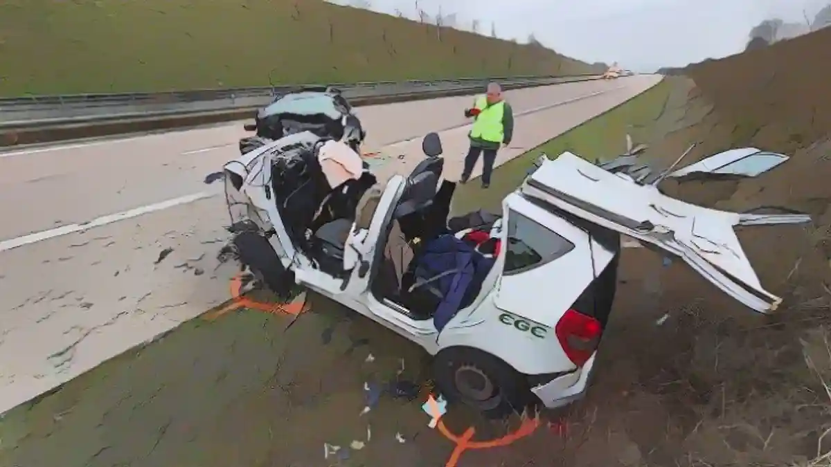 Обломки двух автомобилей полностью деформированы после аварии:Обломки двух автомобилей полностью деформировались после аварии.