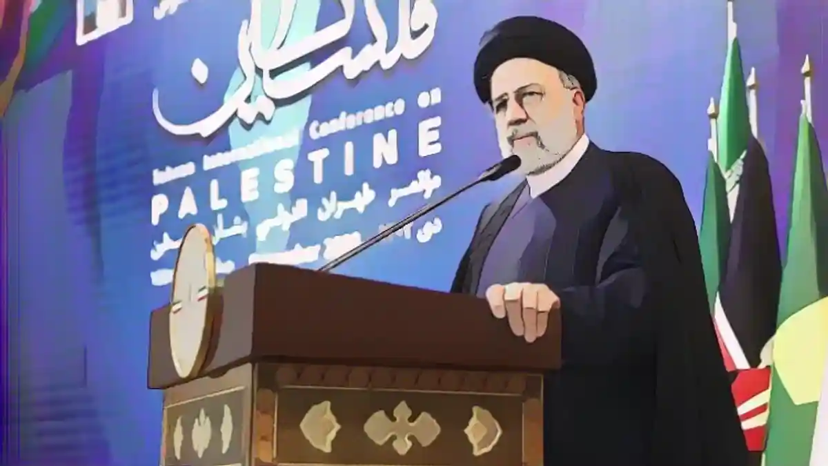 Президент Ирана Раиси на палестинской конференции в Тегеране в прошлую субботу:Президент Ирана Раиси на палестинской конференции в Тегеране в прошлую субботу.