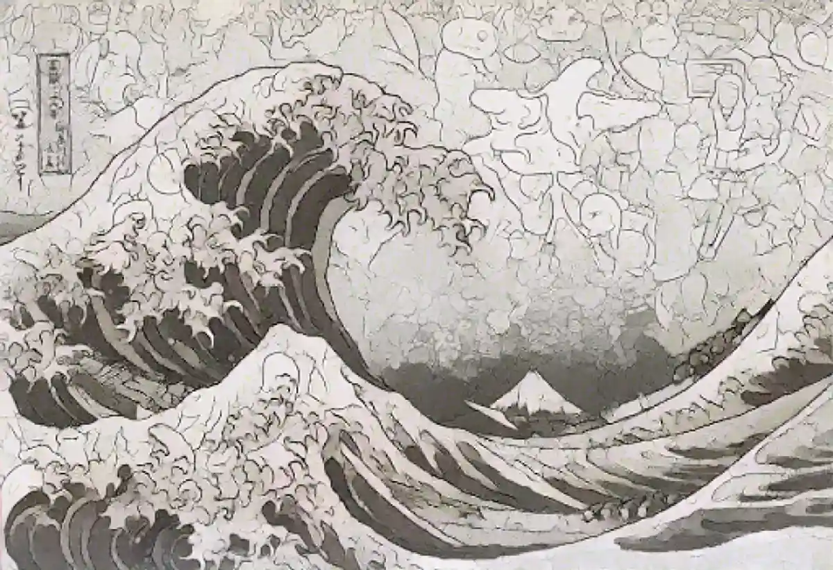 Сагаки также воспроизвел классические японские ксилографии в своей фирменной технике, в том числе "Большую волну у берегов Канагавы" Хокусая.:Сагаки также воспроизвел классические японские ксилографии в своей фирменной технике, в том числе картину Хокусая "Большая волна у берегов Канагавы".