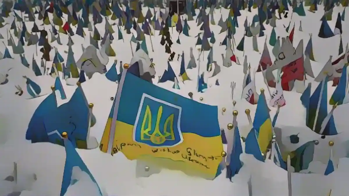 Украинские флаги с именами павших на киевском Майдане, площадь Независимости:Украинские флаги с именами павших на киевском Майдане, площадь Независимости.