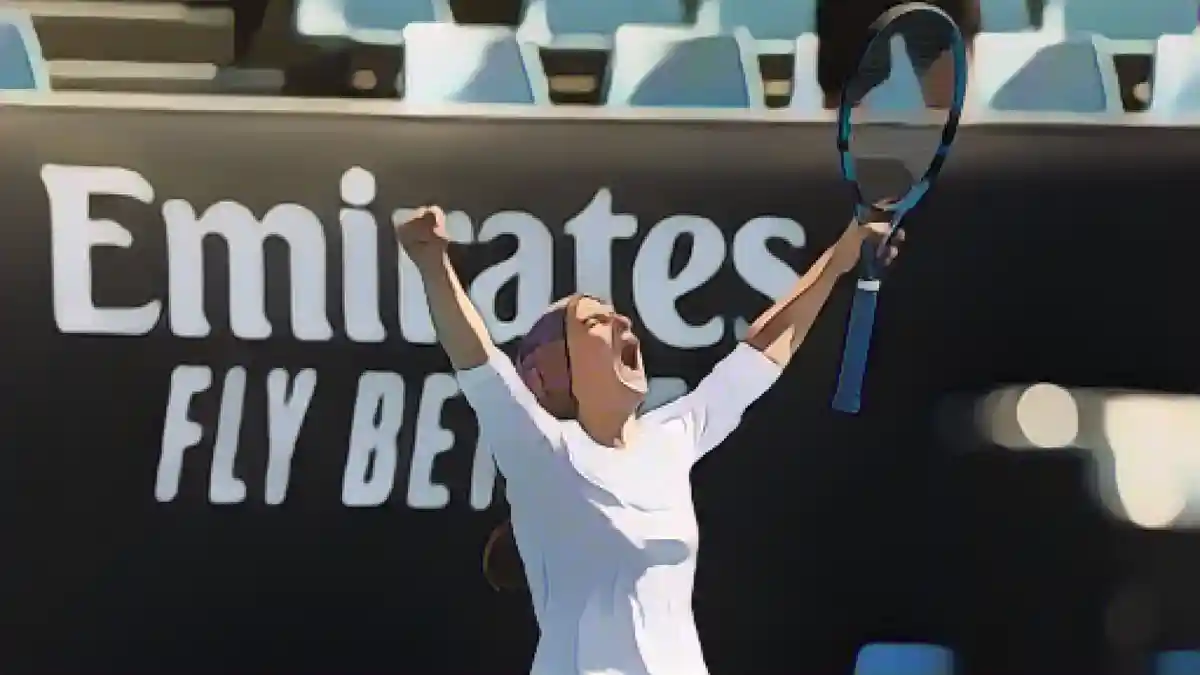 Иранка Мешкат аз-Захра Сафи радуется победе в первом круге юниорского турнира Australian Open:Иранка Мешкат аз-Захра Сафи радуется победе в первом круге юниорского турнира Australian Open.