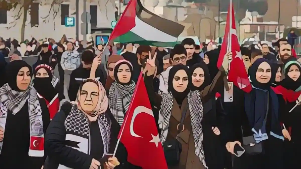 Под Новый год десятки тысяч людей провели в турецком Стамбуле акцию протеста против действий Израиля в секторе Газа.:Под Новый год десятки тысяч людей провели в турецком Стамбуле акцию протеста против действий Израиля в секторе Газа.