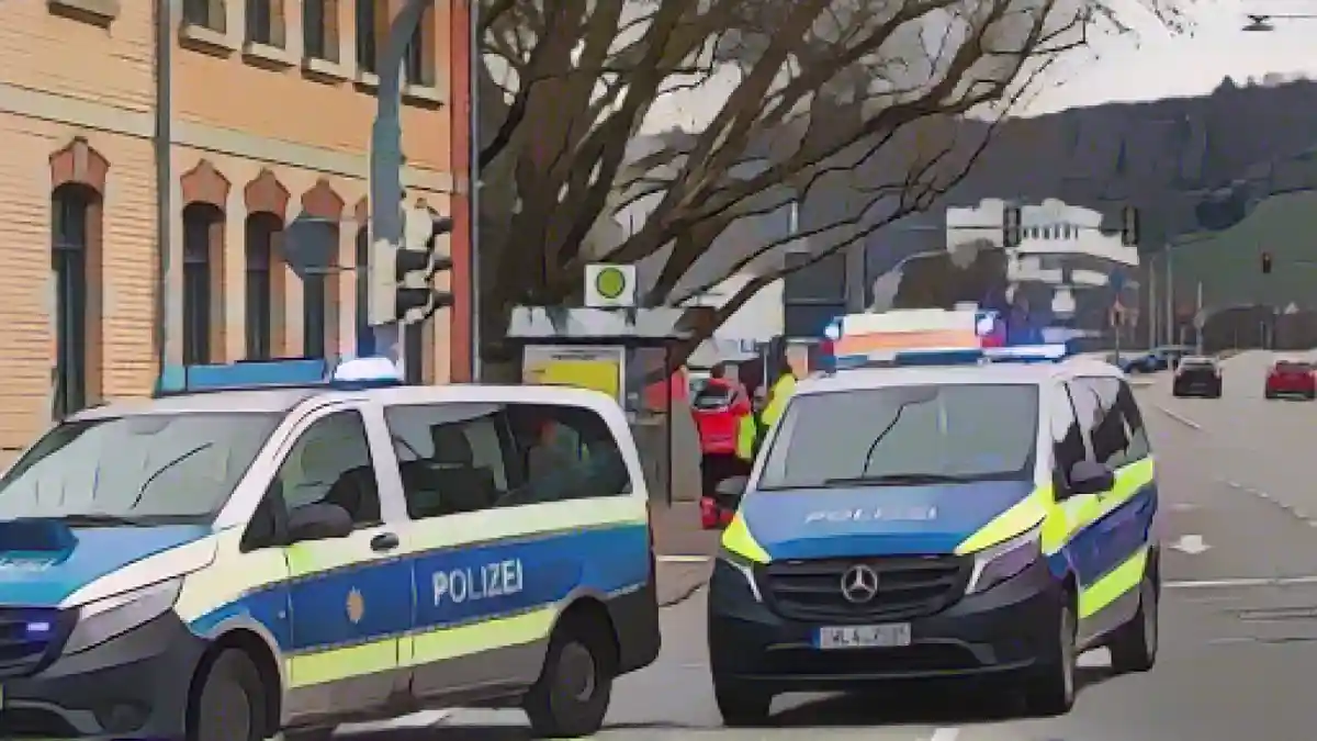 Полицейские машины скорой помощи припаркованы возле жилого дома в районе Хедельфинген в Штутгарте.:Полицейские машины скорой помощи припаркованы возле жилого дома в районе Хедельфинген в Штутгарте. Фото