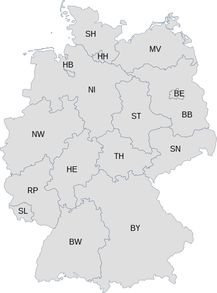 В Германии 16 федеральных земель. Фото: David Liuzzo and Voland77, CC BY 3.0 / Wikimedia Commons